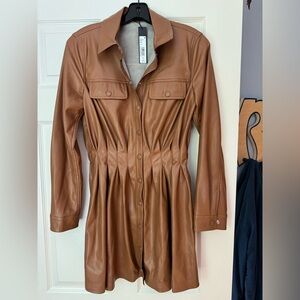 Alice and Olivia tan leather dress